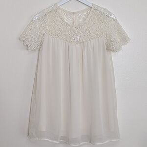Motherhood Maternity White Blouse With Lace Detail Button Back Small